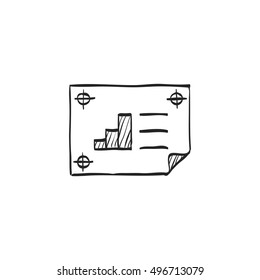 Printing proof icon in doodle sketch lines. Print shop service publisher desktop publishing