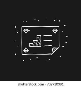 Printing proof icon in doodle sketch lines. Print shop service publisher desktop publishing