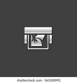 Printing proof icon in metallic grey color style. Print shop service publisher