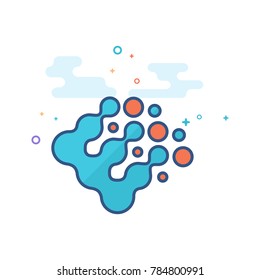 Printing raster dots icon in outlined flat color style. Vector illustration.