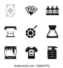 Printing services icons set. Simple illustration of 9 printing services vector icons for web