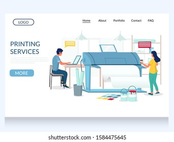 Printing services vector website template, web page and landing page design for website and mobile site development.