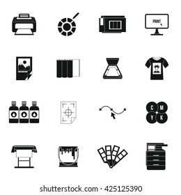 Printing set in simple style iso;ated on white background