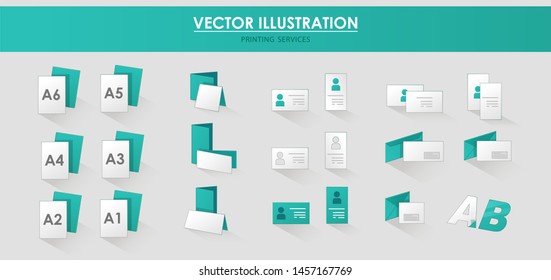 Printing shop services set. Vector illustration