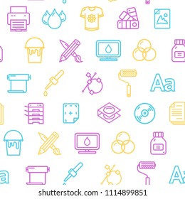 Printing Signs Seamless Pattern Background on a White for Business Graphic Design. Vector illustration of Copy Service
