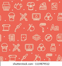 Printing Signs Seamless Pattern Background on a Red for Web and App. Vector illustration of Typography Production Elements