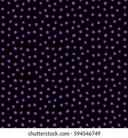 Printing with small flowers on a black background. Ditsy style. Vintage vector floral background in violet and brown colors. Cute seamless pattern for fashion prints.
