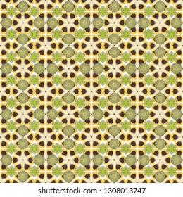 Printing with small flowers. Vintage vector floral background in brown, yellow and green colors. Ditsy style. Cute seamless pattern for fashion prints.
