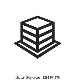 Printing stack icon in thick outline style. Black and white monochrome vector illustration.