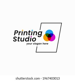 Printing studio logo. Printing company sign on white background