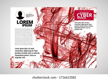 Printing technology magazine with 3D rendering background easy to editable