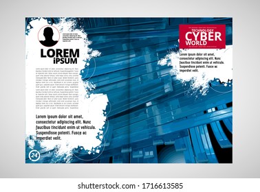 Revista de tecnología de impresión con fondo de representación 3D fácil de editar