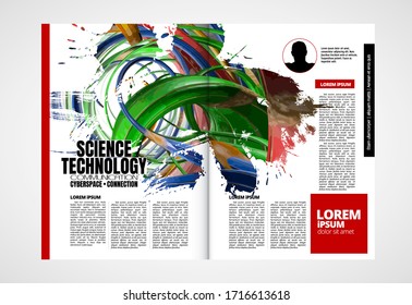 Printing technology magazine with 3D rendering background easy to editable
