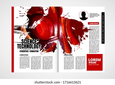Printtechnologie-Magazin mit 3D-Rendering-Hintergrund leicht zu editierbar