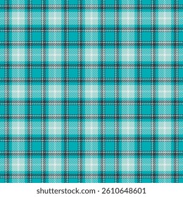 Printing textile seamless background, chequered pattern plaid vector. Throw tartan check fabric texture in light and cyan colors palette.