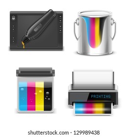 printing vector icon set