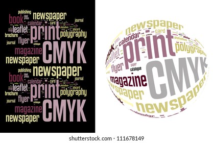 Printing Word Cloud vector concept illustration on white