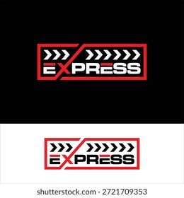 Printletter express arrow direction concept logo design vector template