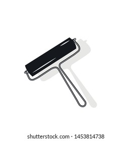 Printmaking roller, linocut or woodcut tool, vector illustration