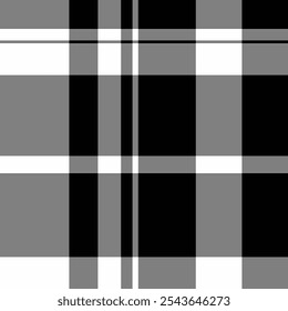 Impressão de fundo tartan têxtil, tecido padrão xadrez genuíno. 60s vetor sem emenda verificar textura na paleta de cores cinza e preto.