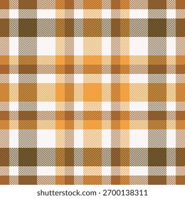 Vetor têxtil de fundo de impressão, site xadrez verificação sem costura. Figura padrão de textura de tartã de tecido na paleta de cores laranja e âmbar.