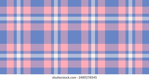 Printout pattern fabric vector, upscale texture textile background. Seventies plaid seamless check tartan in pastel and light steel blue colors palette.