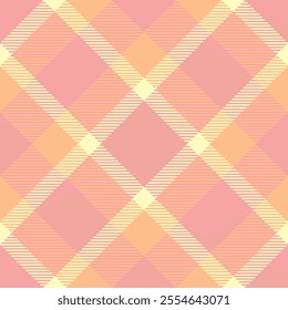 Printout seamless tartan textile, picnic blanket pattern texture vector. Love fabric plaid background check in red and orange colors palette.