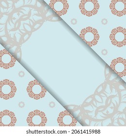 Print-ready aquamarine card with abstract coral ornament.