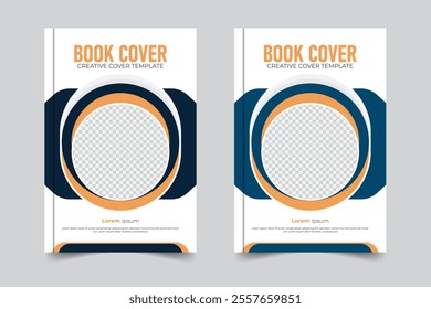 Print-ready business cover or elegant book cover, 2 color variation modern style book cover design annual report cover with image
