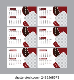 Print-ready desk Calendar design 2025 victor template, victor  desk and wall calendar design with creative and dynamic shapes for print-ready design See Less
