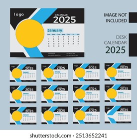 Print-ready desk Calendar design 2025 victor template