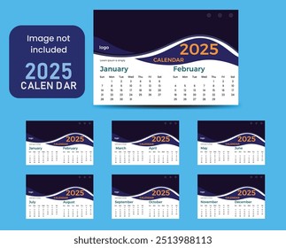 Print-ready Desk Calendar Design 2025 Template