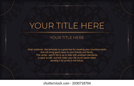 Print-ready invitation design with luxurious ornaments. Black template banner with greek luxury ornaments and place for your text.