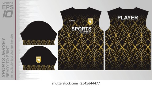 Patrón de jersey listo para imprimir, fácilmente redimensionable para adaptarse a cualquier deporte. Ideal para fútbol, baloncesto, running y más, con un diseño dinámico adecuado para un uso atlético versátil.