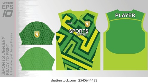 Patrón de jersey listo para imprimir, fácilmente redimensionable para adaptarse a cualquier deporte. Ideal para fútbol, baloncesto, running y más, con un diseño dinámico adecuado para un uso atlético versátil.