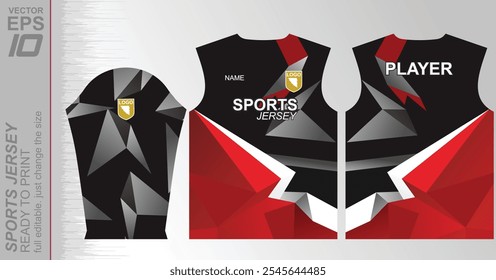 Patrón de jersey listo para imprimir, fácilmente redimensionable para adaptarse a cualquier deporte. Ideal para fútbol, baloncesto, running y más, con un diseño dinámico adecuado para un uso atlético versátil.