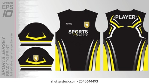 Patrón de jersey listo para imprimir, fácilmente redimensionable para adaptarse a cualquier deporte. Ideal para fútbol, baloncesto, running y más, con un diseño dinámico adecuado para un uso atlético versátil.