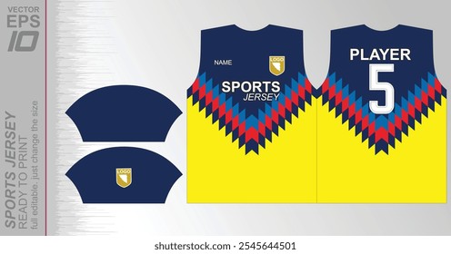 Padrão de camisa pronto para impressão, facilmente redimensionável para se ajustar a qualquer esporte. Ideal para futebol, basquete, corrida e muito mais, com um design dinâmico adequado para uso atlético versátil.