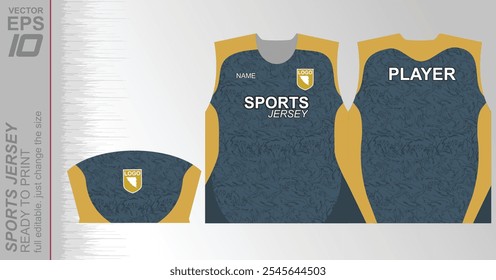 Patrón de jersey listo para imprimir, fácilmente redimensionable para adaptarse a cualquier deporte. Ideal para fútbol, baloncesto, running y más, con un diseño dinámico adecuado para un uso atlético versátil.