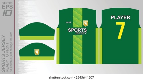 Patrón de jersey listo para imprimir, fácilmente redimensionable para adaptarse a cualquier deporte. Ideal para fútbol, baloncesto, running y más, con un diseño dinámico adecuado para un uso atlético versátil.