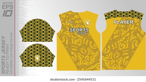 Patrón de jersey listo para imprimir, fácilmente redimensionable para adaptarse a cualquier deporte. Ideal para fútbol, baloncesto, running y más, con un diseño dinámico adecuado para un uso atlético versátil.