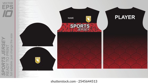 Patrón de jersey listo para imprimir, fácilmente redimensionable para adaptarse a cualquier deporte. Ideal para fútbol, baloncesto, running y más, con un diseño dinámico adecuado para un uso atlético versátil.