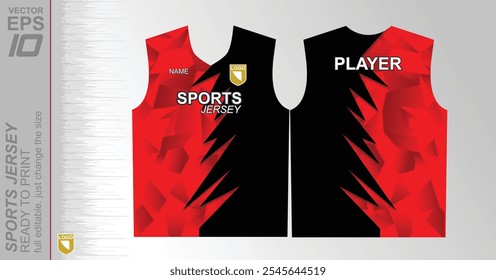 Patrón de jersey listo para imprimir, fácilmente redimensionable para adaptarse a cualquier deporte. Ideal para fútbol, baloncesto, running y más, con un diseño dinámico adecuado para un uso atlético versátil.