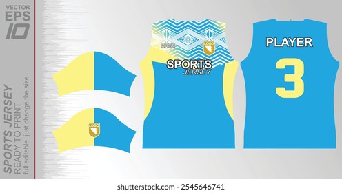 Padrão de camisa pronto para impressão, facilmente redimensionável para se ajustar a qualquer esporte. Ideal para futebol, basquete, corrida e muito mais, com um design dinâmico adequado para uso atlético versátil.