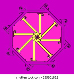 Print-Round vector ornament Mandala. Traditional orient symbol. 