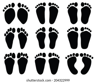 Prints of baby feet, vector