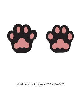 Prints of cat paws on white background