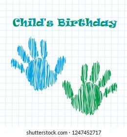 prints of children's palms in child's birthday