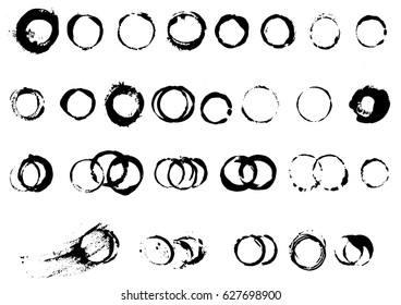 Prints from a circle cup ink brushes set vector.