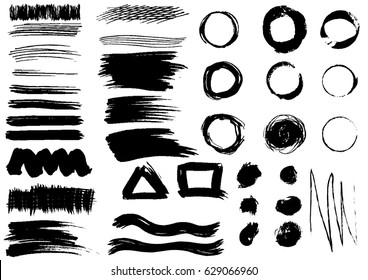 Prints from a circle cup ink brushes set vector.